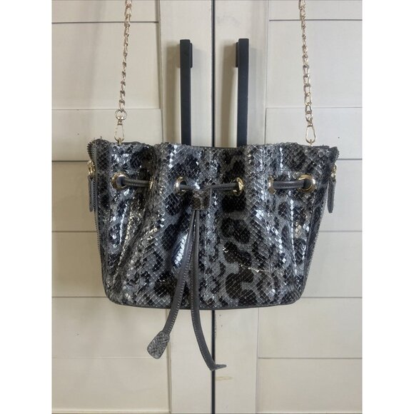 BE&D Genuine Leather Python Bucket Drawstring Crossbody Handbag Purse Nordstrom - Picture 1 of 12